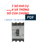 Một số khí cụ điện và thông số của chúng