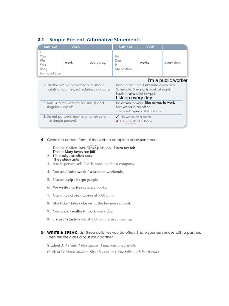 Present Simple Explained | PDF | Subject (Grammar) | Linguistics