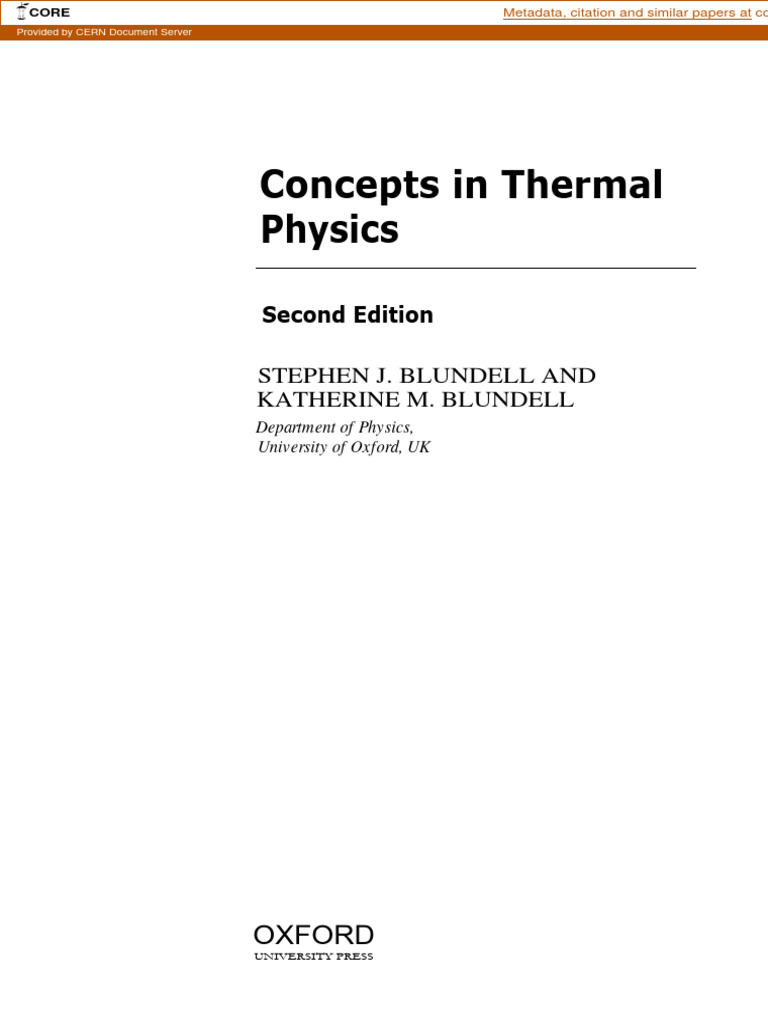 Concepts in Thermal Physics: Second Edition | PDF | Heat | Second Law ...