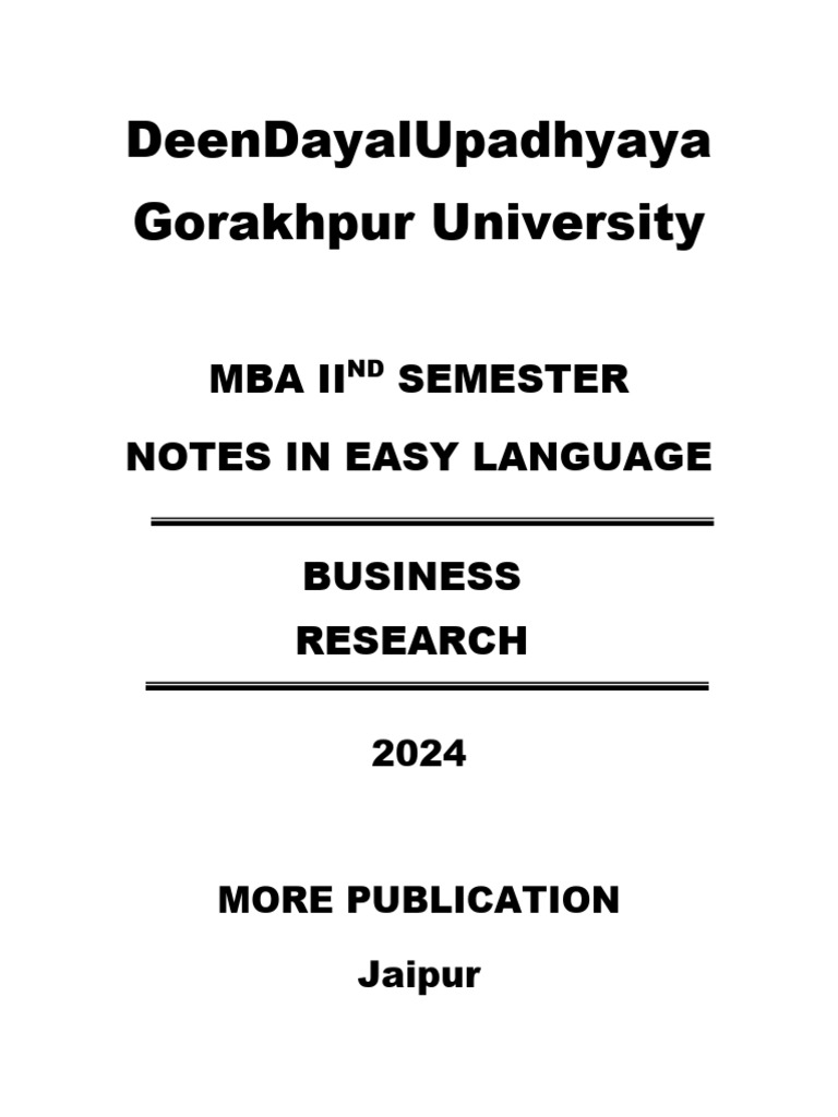MBA Business Research Methods Notes | PDF | Methodology | Statistics