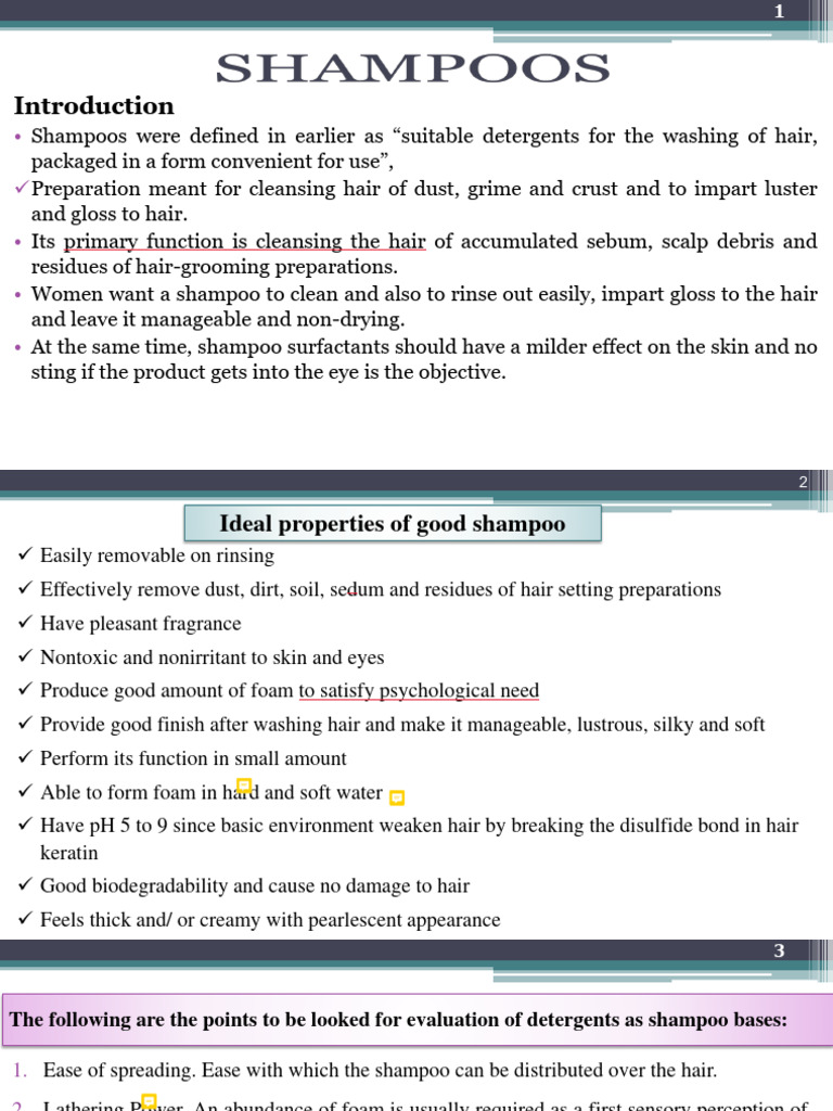 Essential Shampoo Ingredients and Types | PDF | Shampoo | Surfactant