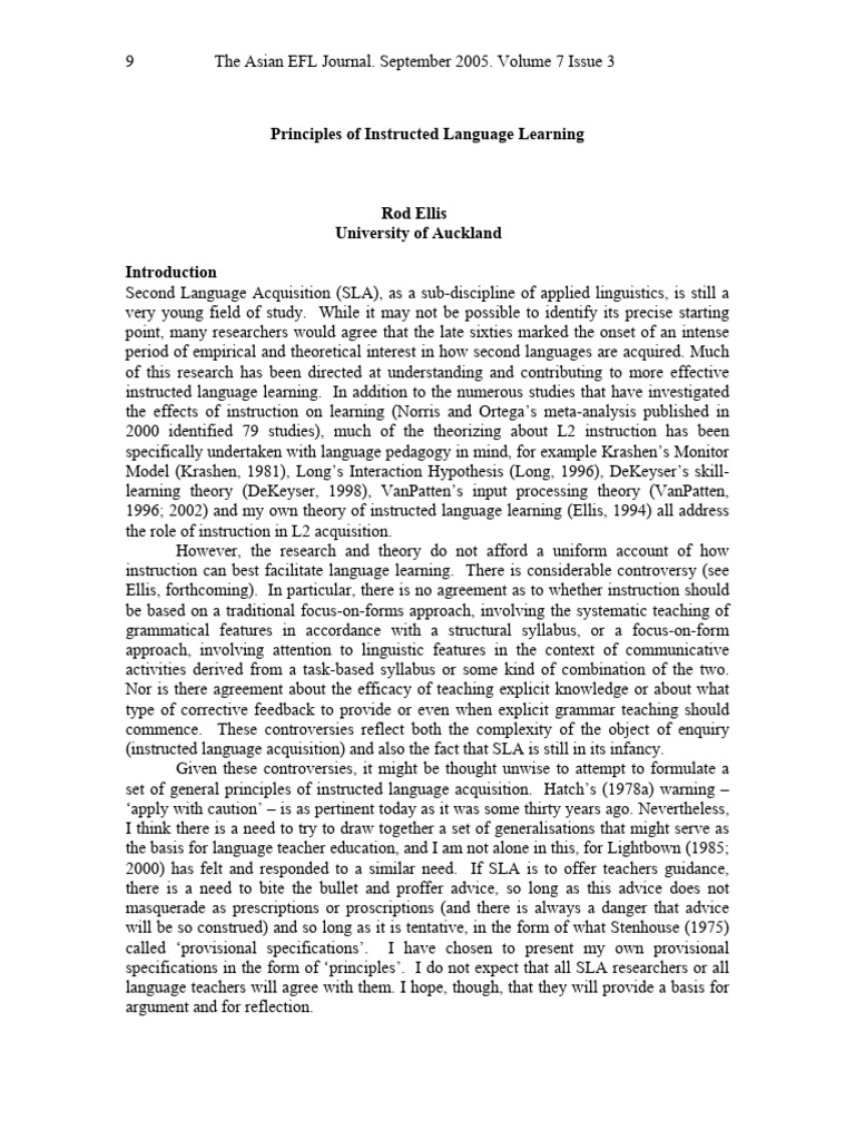 Rod Ellis' Principles of Language Learning | PDF | Second Language ...