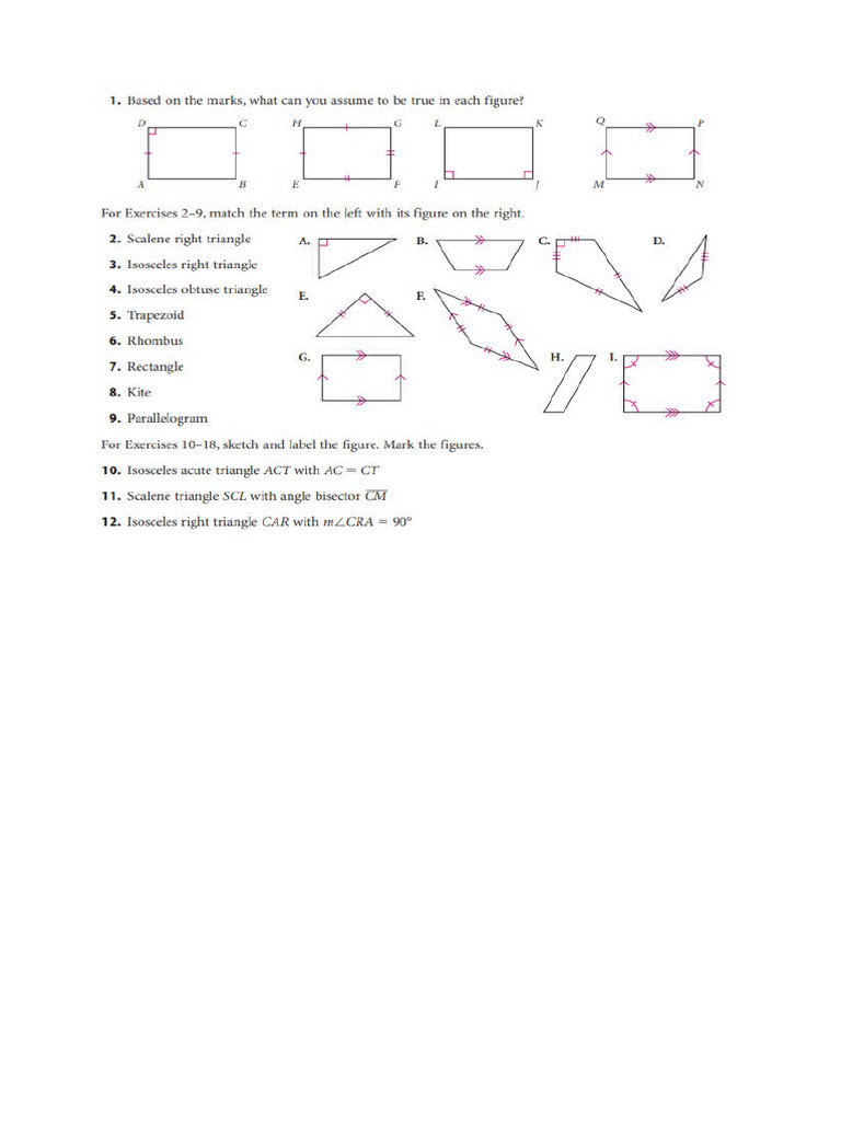 Triangles and Special Quadrilaterals - Exercises | PDF