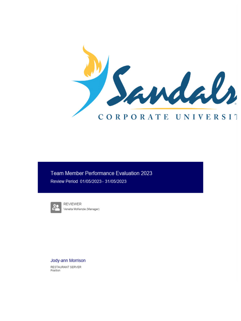 Team Member Performance Evaluation 2023-Jody-Ann Morrison 2 | PDF ...