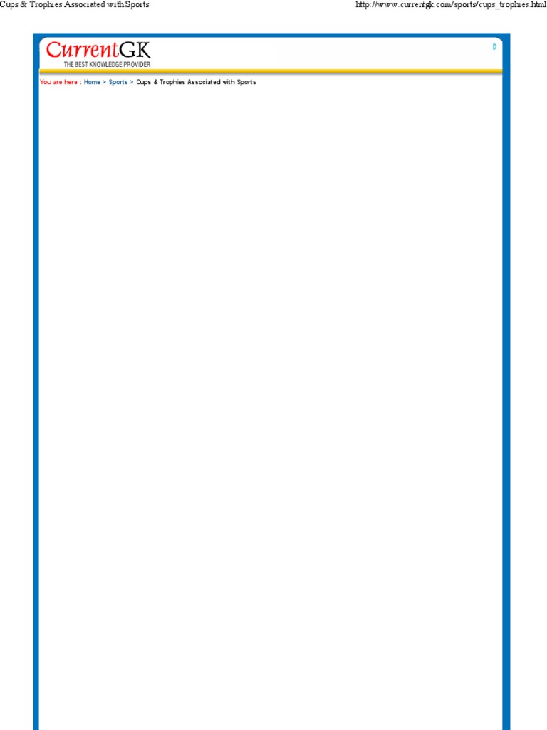 Cups & Trophies Associated With Sports PDF Sports Leisure