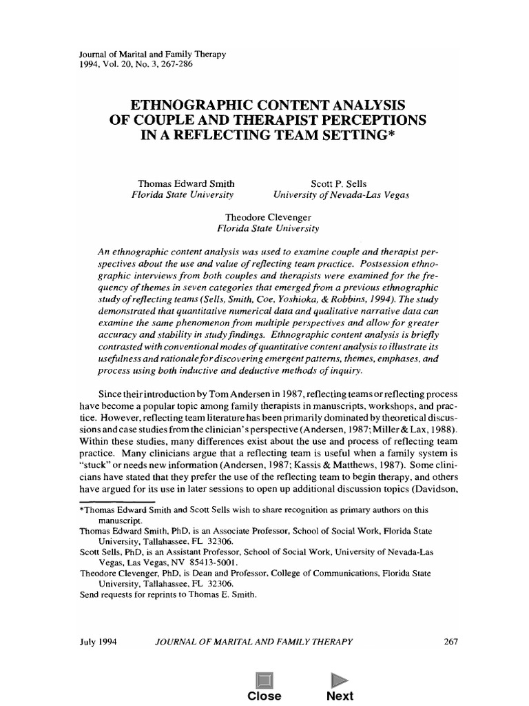 Ethnographic Content Analysis of Couple and Therapist Perceptions IN ...
