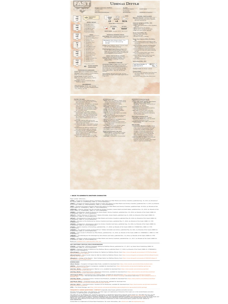 Horizon Walker Ranger Character Sheet | PDF | Dungeons & Dragons | D20 ...