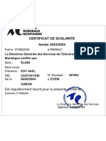 Certificat de Scolarité