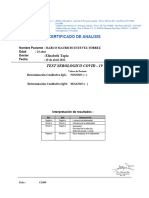 Certificado de Analisis: Test Serologico Covid - 19