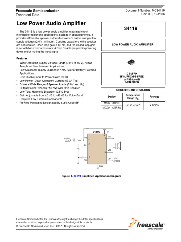 MC34119 | PDF | Amplifier | Electronic Circuits