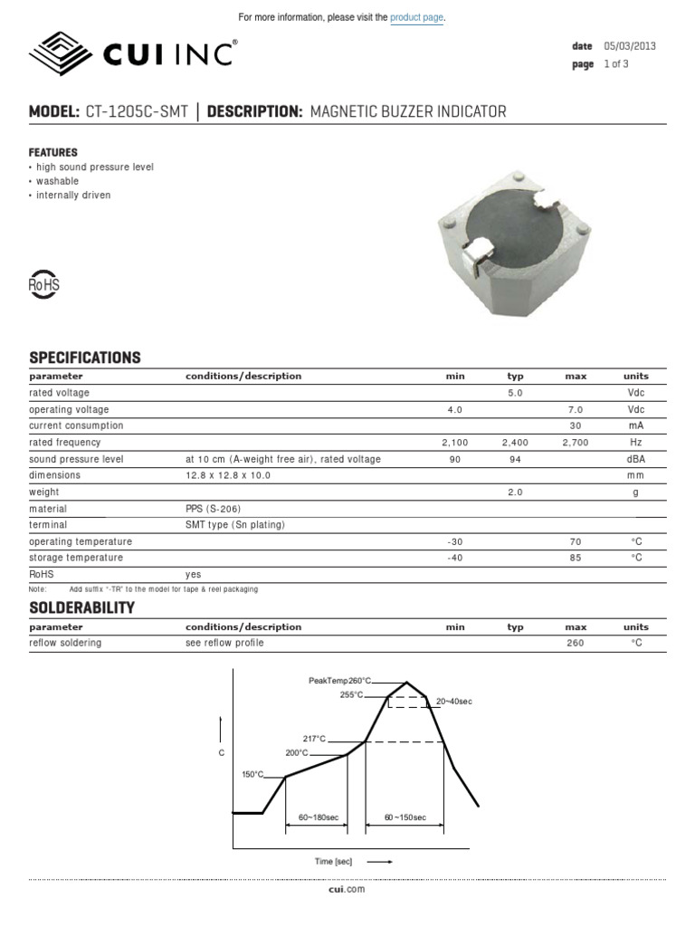 Magnetic Buzzer Specs & Features | PDF | Electrical Engineering ...