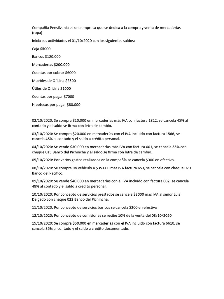 Ejercicio Completo | PDF | Finanzas y dinero | Derecho
