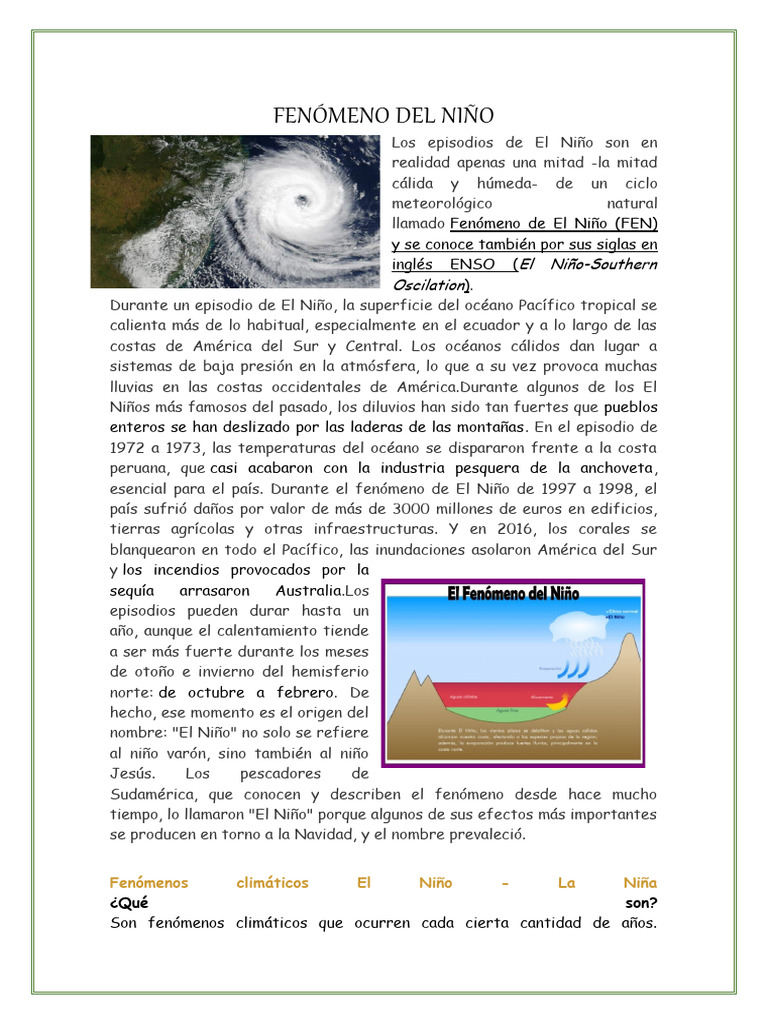 Fenómeno Del Niño | PDF | Ciencias atmosféricas | Clima