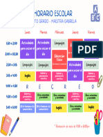 Horario Escolar Documento A4 Horizontal Pegatinas Colegio Juvenil Verde