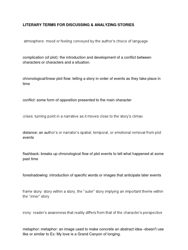 Key Literary Terms for Story Analysis | PDF | General Fiction