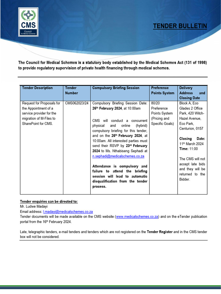 Tender Document - M-File Migration To Sharepoint For Council For ...