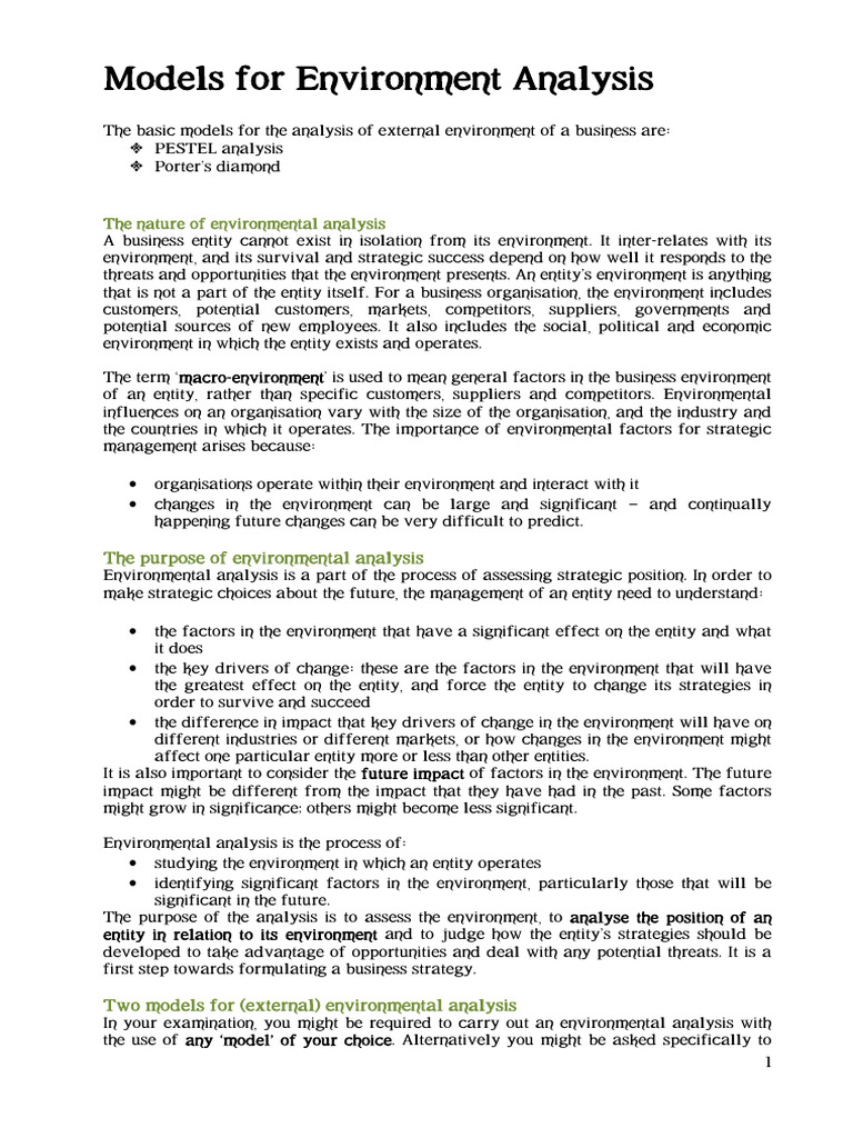 Environmental Analysis Models Explained | PDF | Profit (Economics ...
