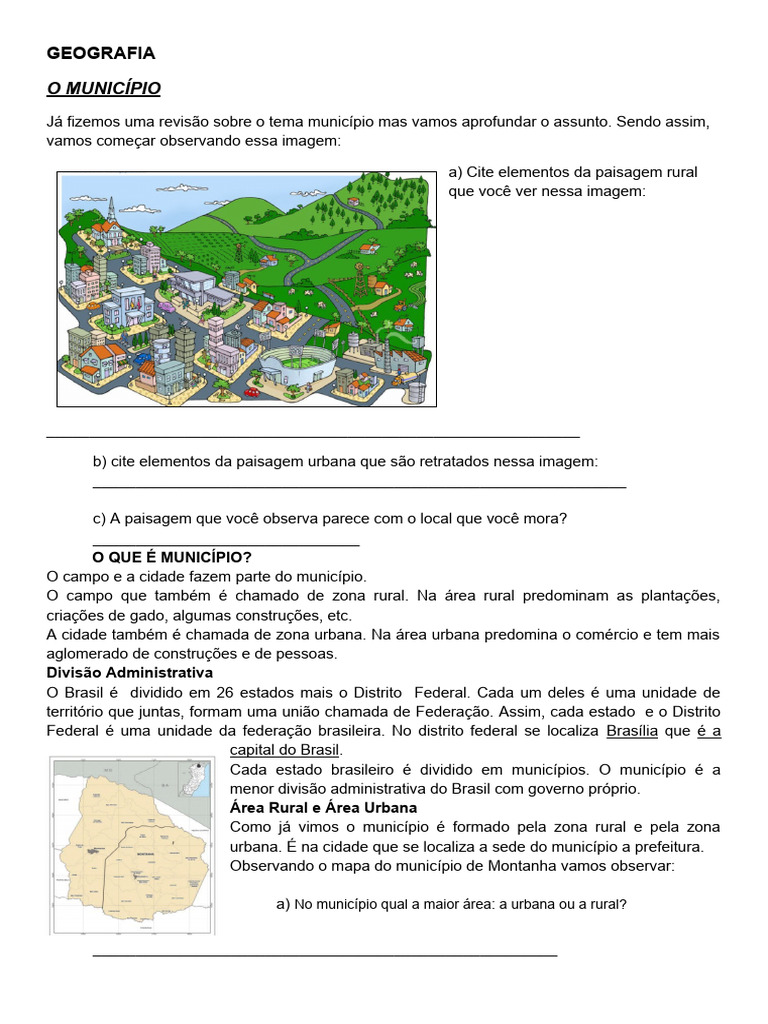 Geografia do Município para 4º Ano | PDF | Migração humana | Brasil