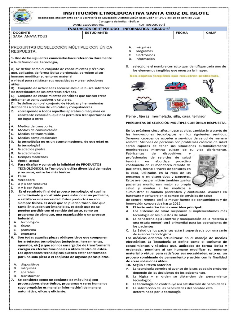 Evaluación de Tecnología para Secundaria | PDF | Hardware de la ...