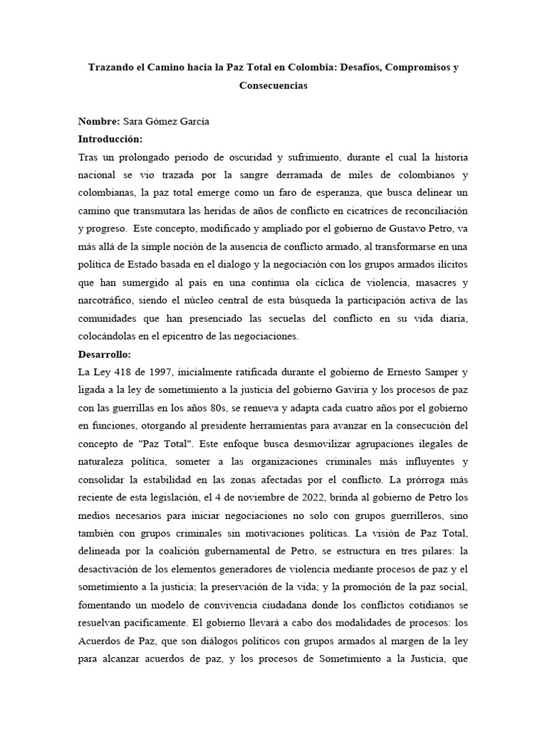 La Paz Total en Colombia | PDF | Paz | Colombia