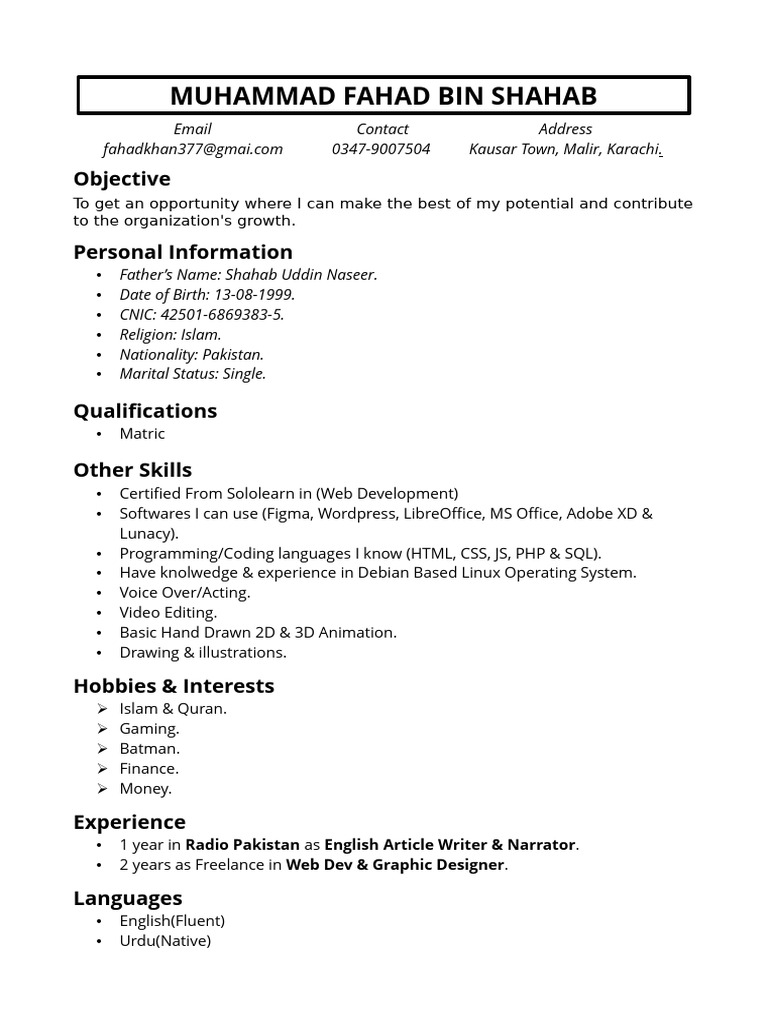 Cheap CV | PDF