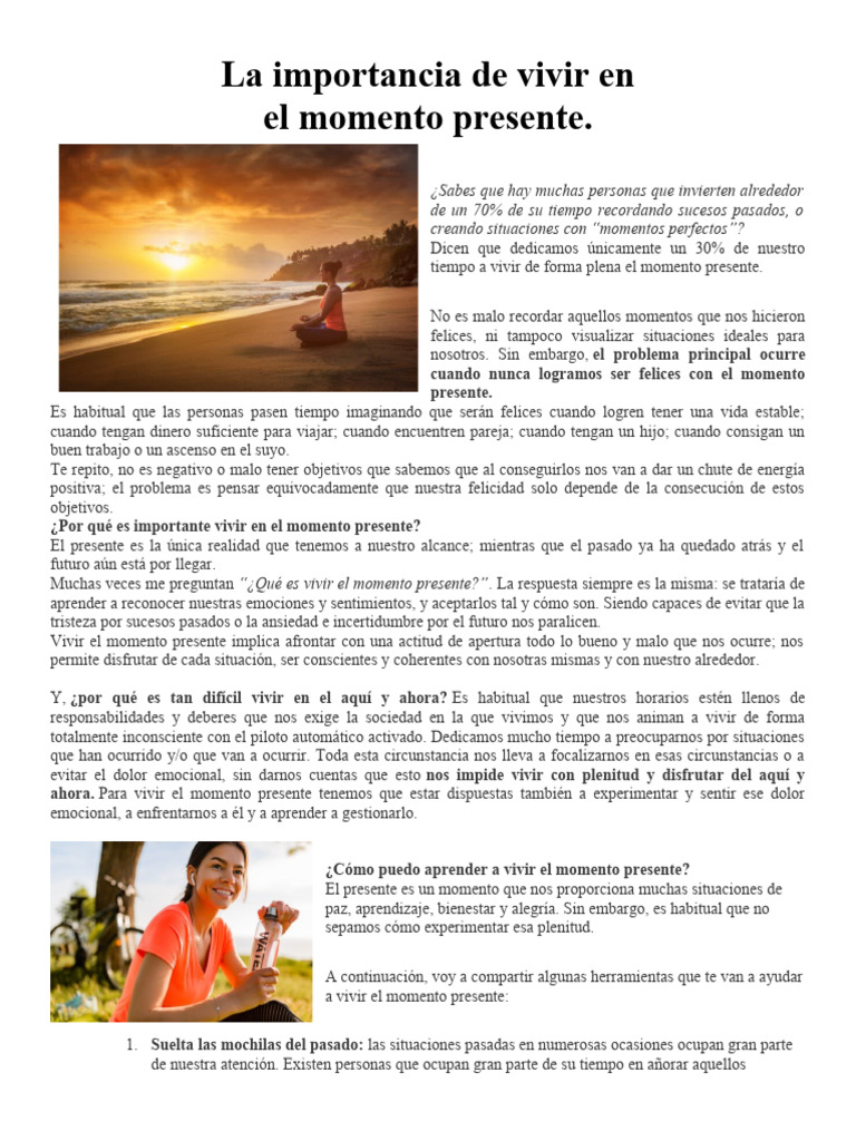 Vive el Presente: Claves y Beneficios | PDF | Felicidad | Las emociones