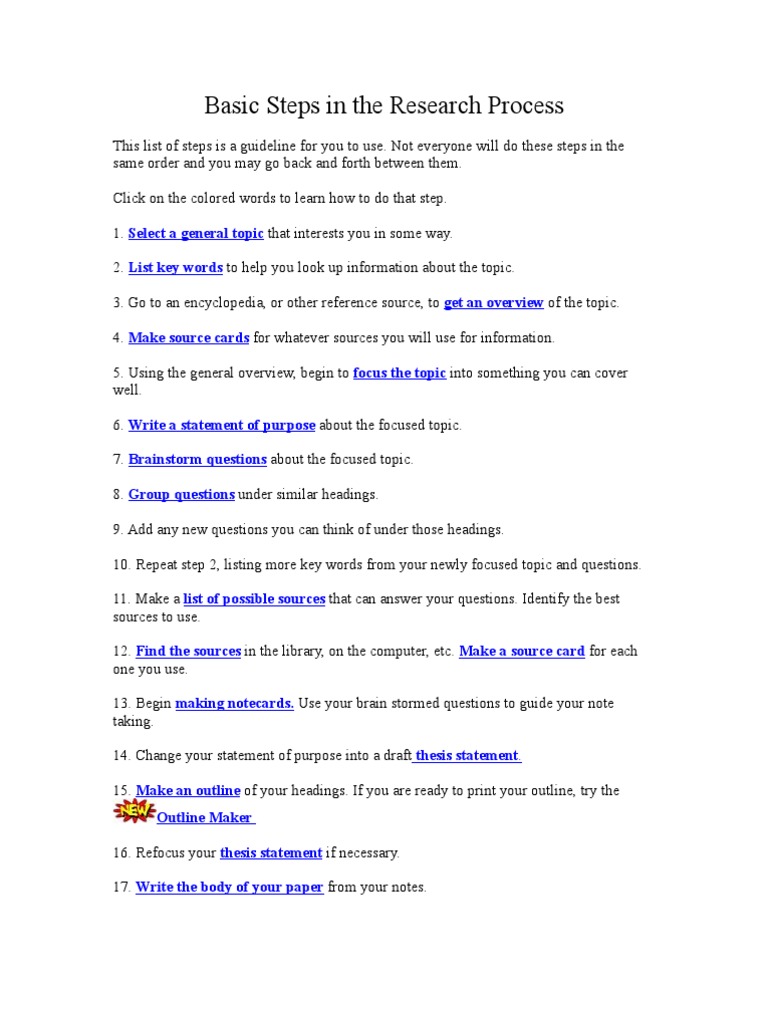 Basic Steps in the Research Process | PDF | Search Engine Indexing ...