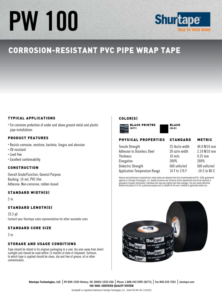 PW100 Technical Data Sheet | PDF | Corrosion | Pipe (Fluid Conveyance)