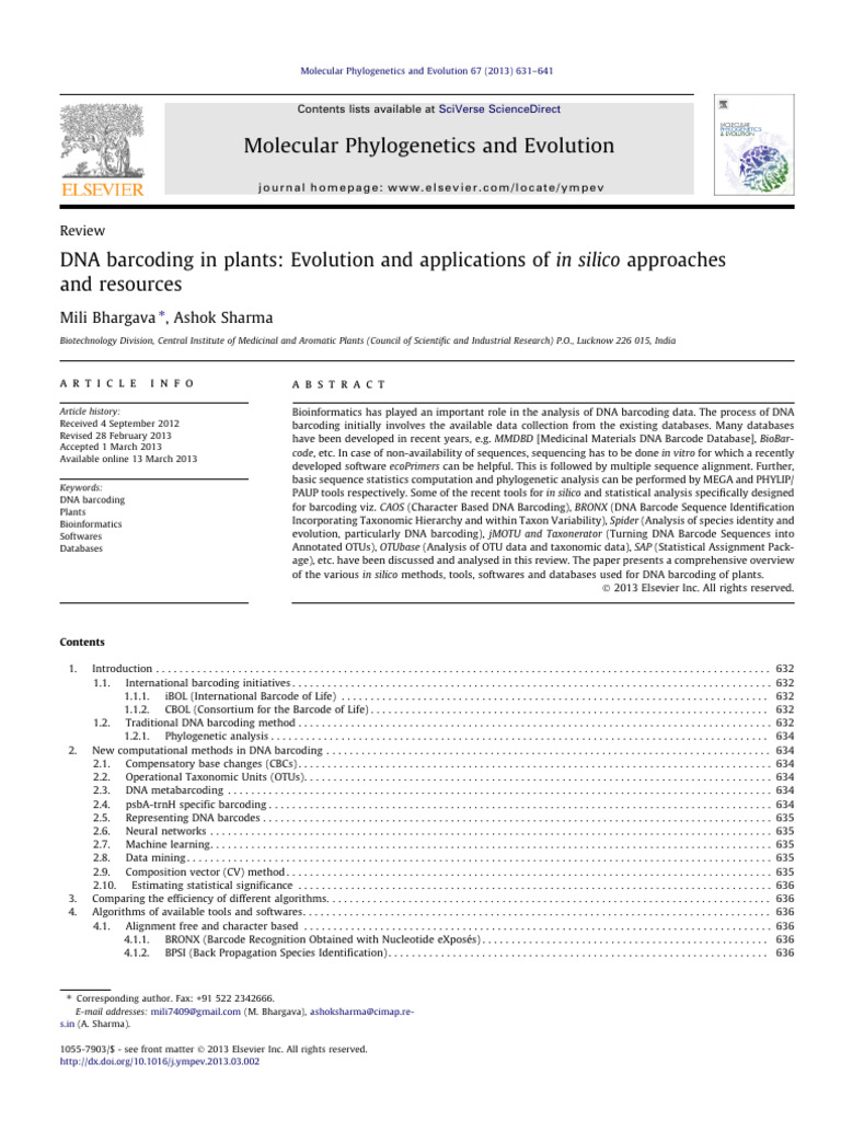 DNA Barcoding in Plants: Tools & Methods | PDF | Sequence Alignment ...