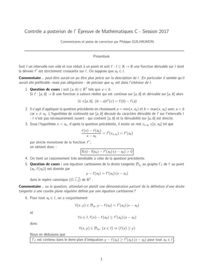 Corrigé Épreuve Maths C 2017 | PDF | Série entière | Limite (mathématiques)