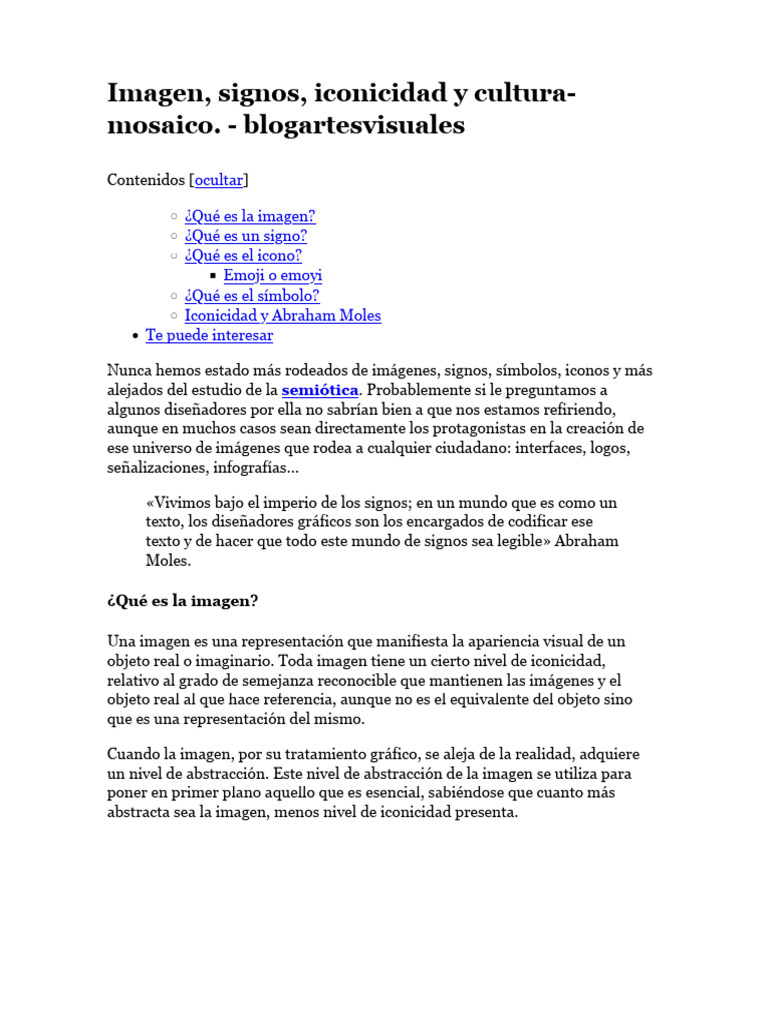 Iconicidad y Signos en la Cultura Visual | PDF | Concepto | Imagen
