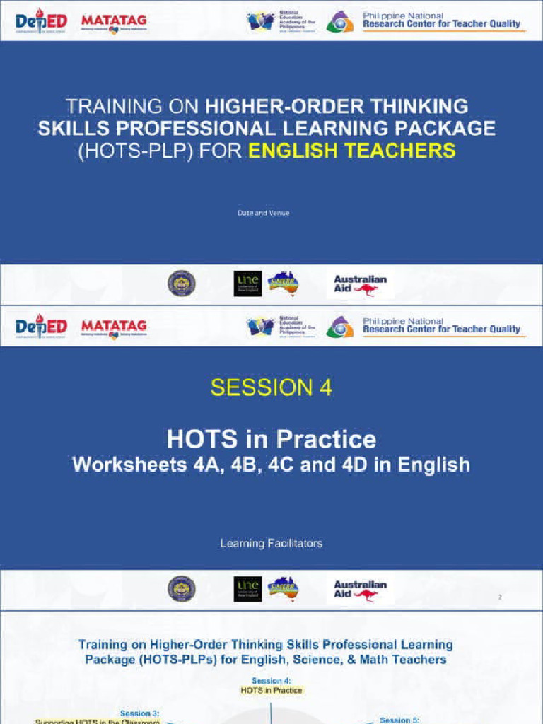 Session 4 Hots in Practice Worksheets 4a To 4d | PDF