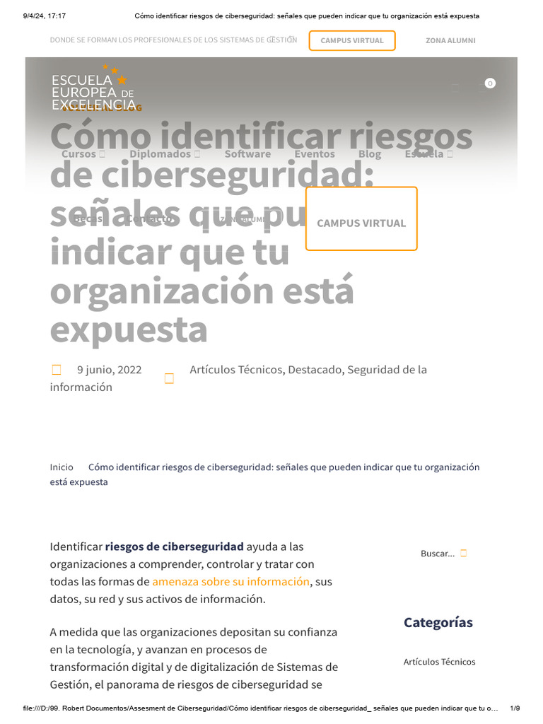 Cómo Identificar Riesgos de Ciberseguridad | PDF | La seguridad ...