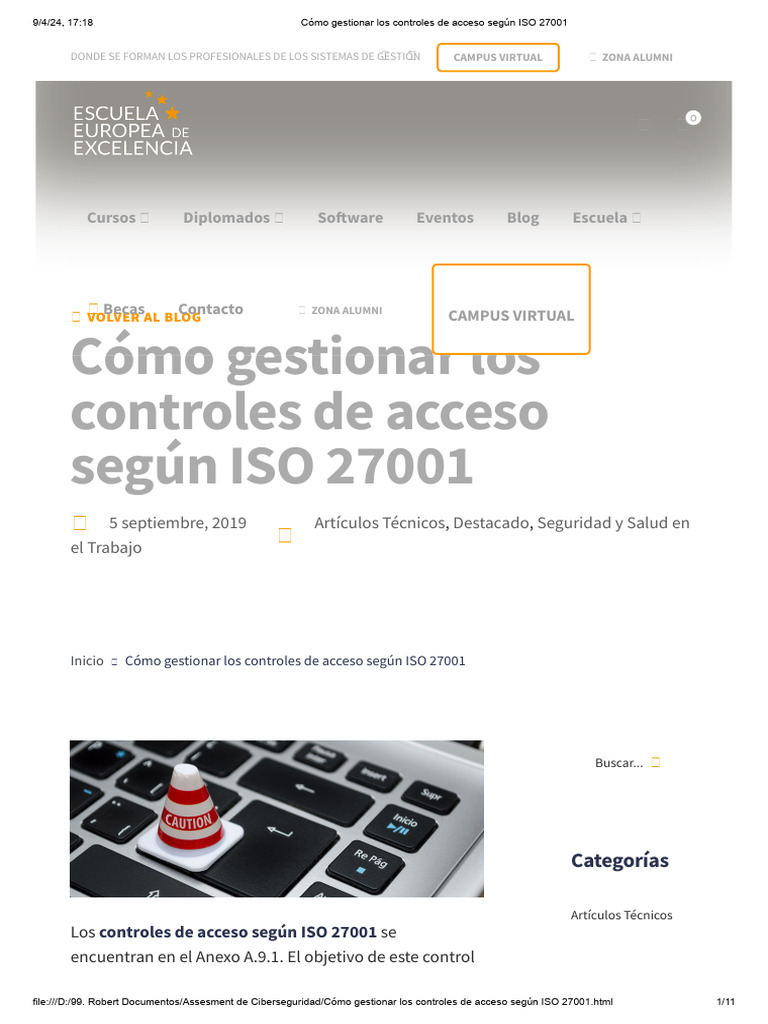 Controles de acceso en ISO 27001 | PDF | La seguridad informática ...
