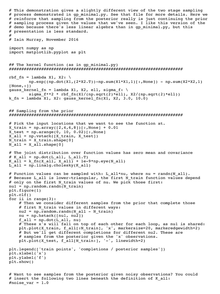 Machine Learning and Pattern Recognition Alternative GP Demo | PDF ...