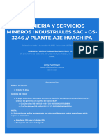 Ingenieria y Servicios Mineros Industriales Sac - GS-3246 Plante Aje Huachipa