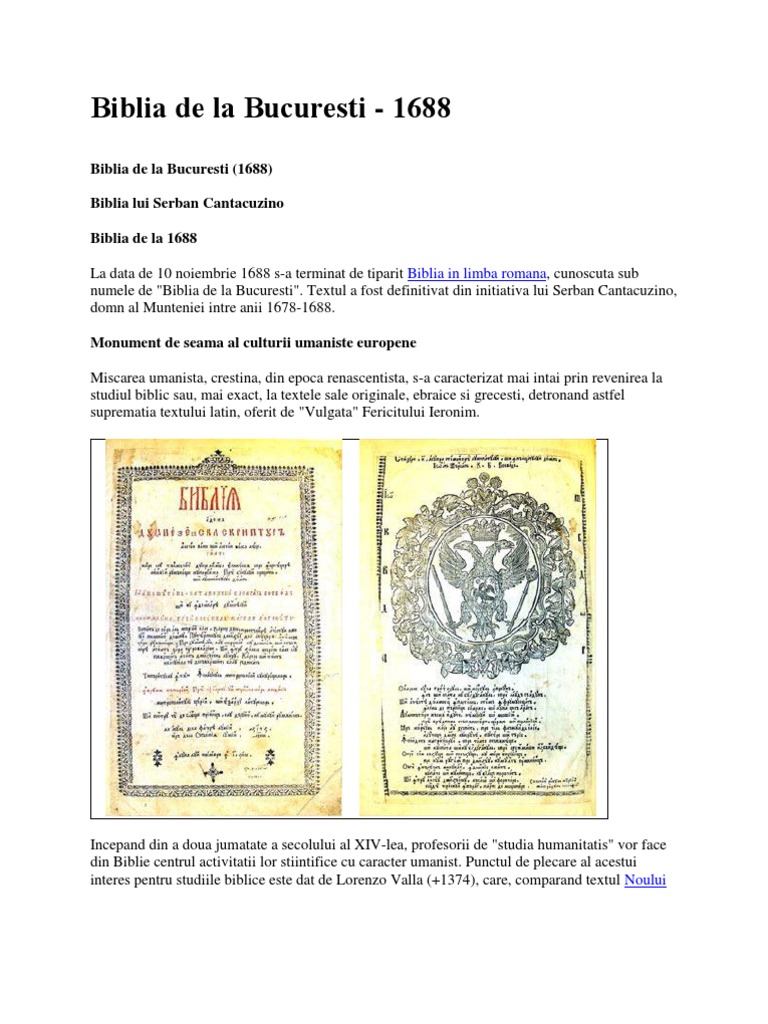 Biblia De La Bucuresti