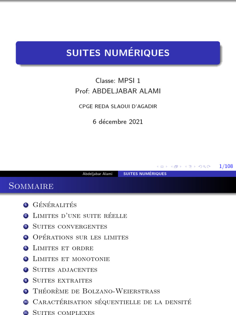 Caractérisation des suites numériques PDF Séquence Limite — free download