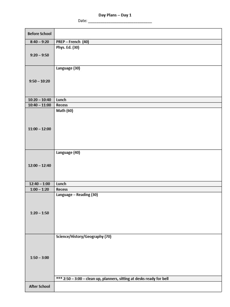 Weekly School Day Plans Overview | PDF | Schools | Childhood