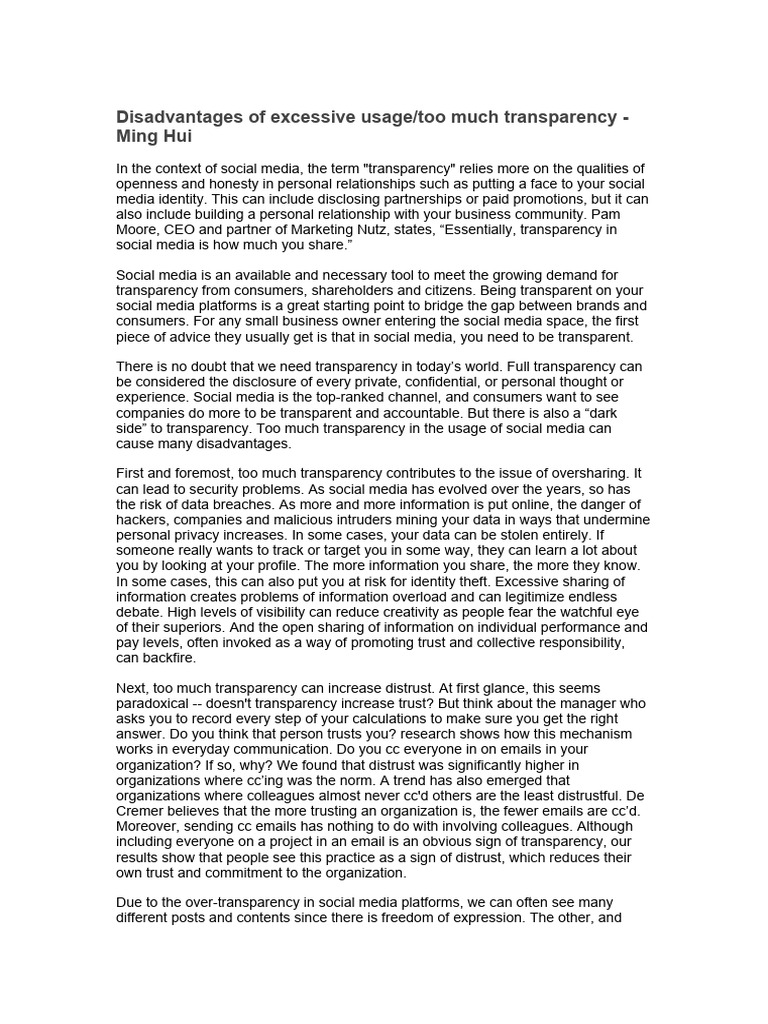 Downsides of Excessive Social Media Transparency | PDF | Social Media ...