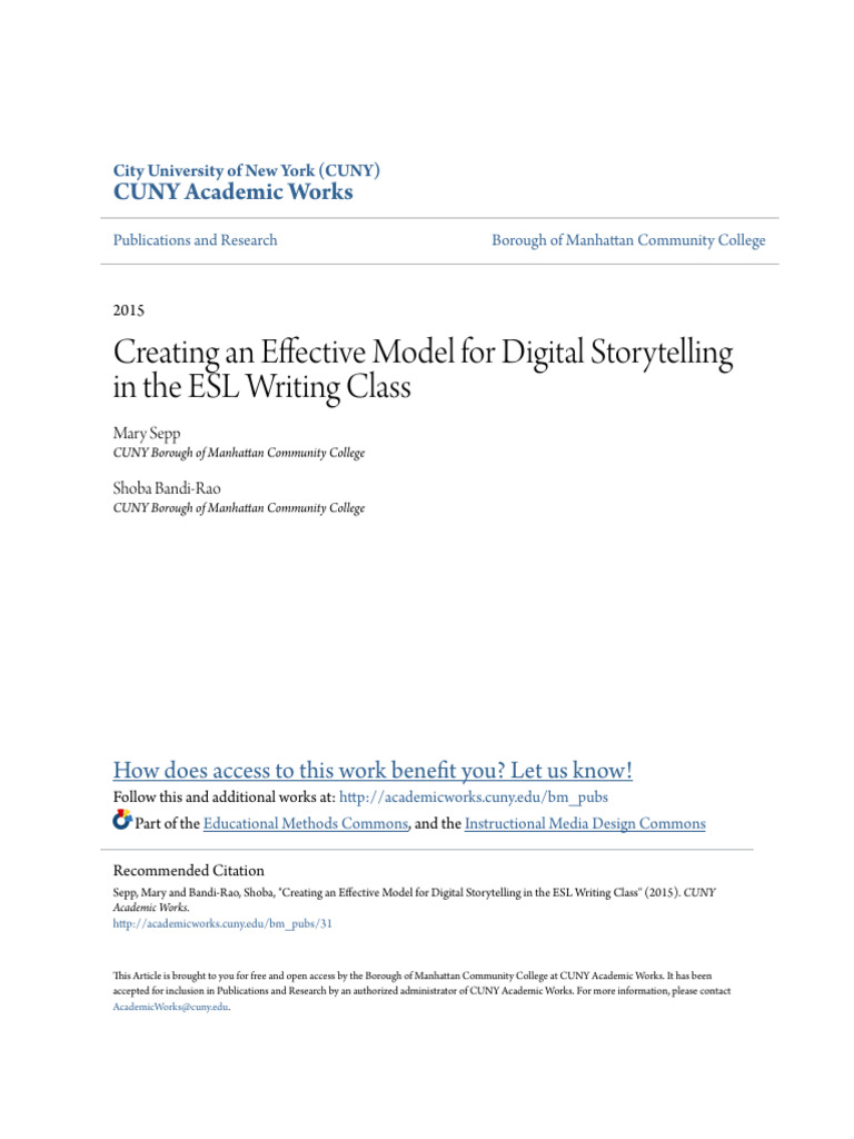 Digital Storytelling in ESL Writing | PDF | Storytelling | English As A ...