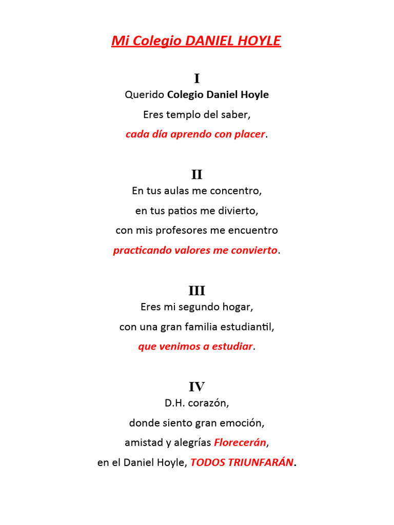 Poema al Colegio Daniel Hoyle | PDF