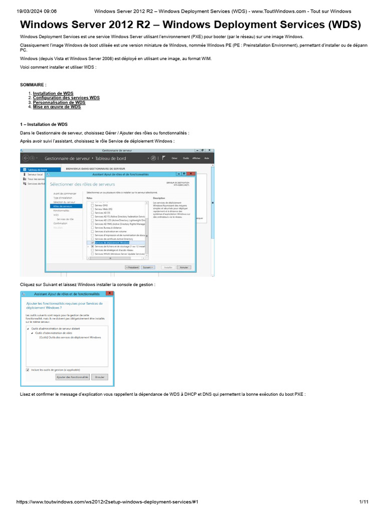 Déploiement avec WDS sur Windows Server 2012 | PDF | Serveur ...