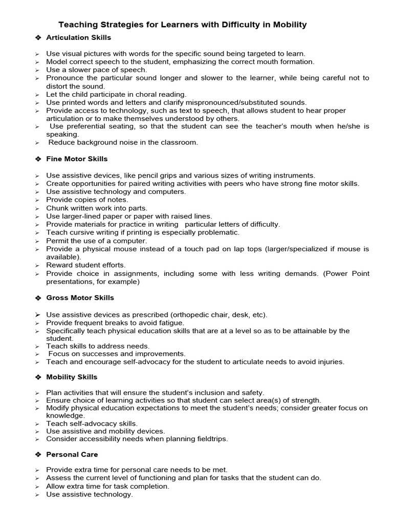 Strategies for Supporting Mobility Learners | PDF | Learning | Classroom