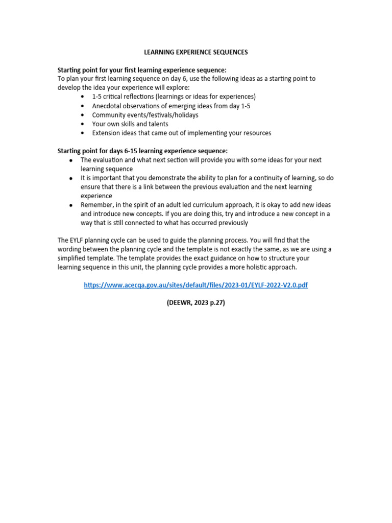 Learning Experience Template - Annotated | PDF | Pedagogy | Learning