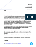 Admin Assistant Cover Letter Template Download 20201118