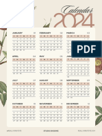 Beige and Pink Floral 2024 Calendar Poster