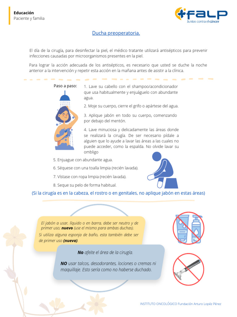 Ducha Preoperatoria: Instrucciones Esenciales | PDF