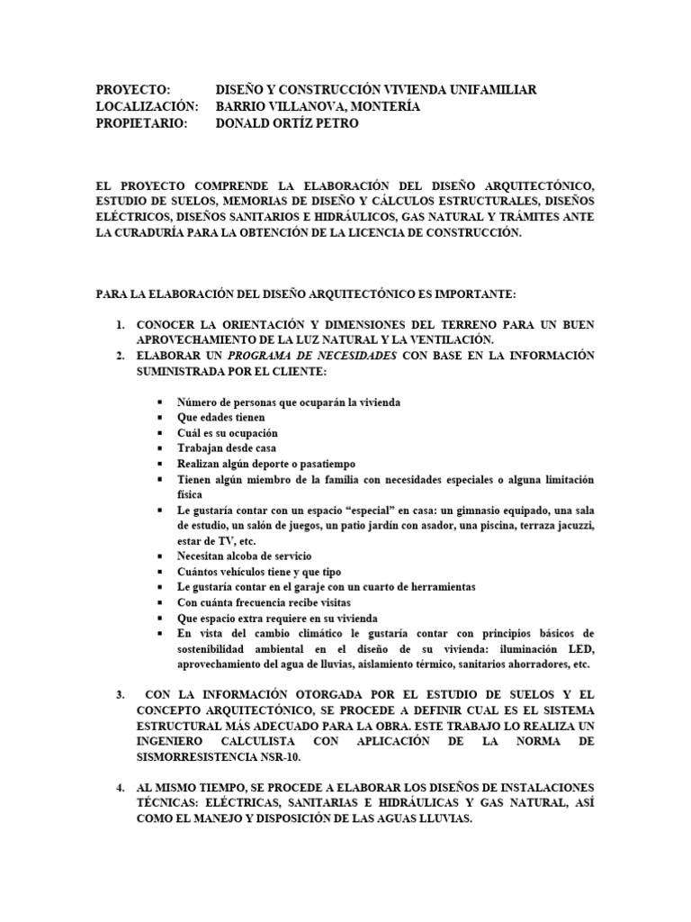 Proyecto Completo de Vivienda Unifamiliar | PDF | Diseño