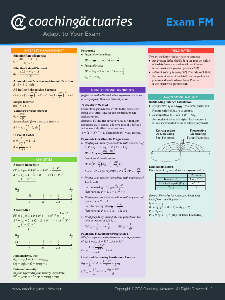 Actuarial Exam FM Guide | PDF | Present Value | Net Present Value